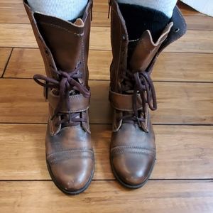 Steve Madden Brown Leather Distressed Boots sz 10